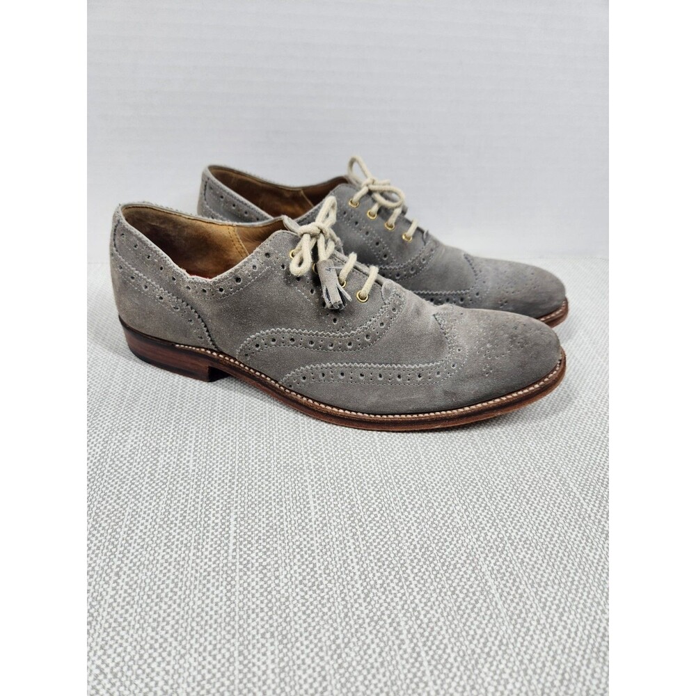 Grenson Size 6 Gray Suede Oxford Brogue Wingtip Lace Up Tassel Men